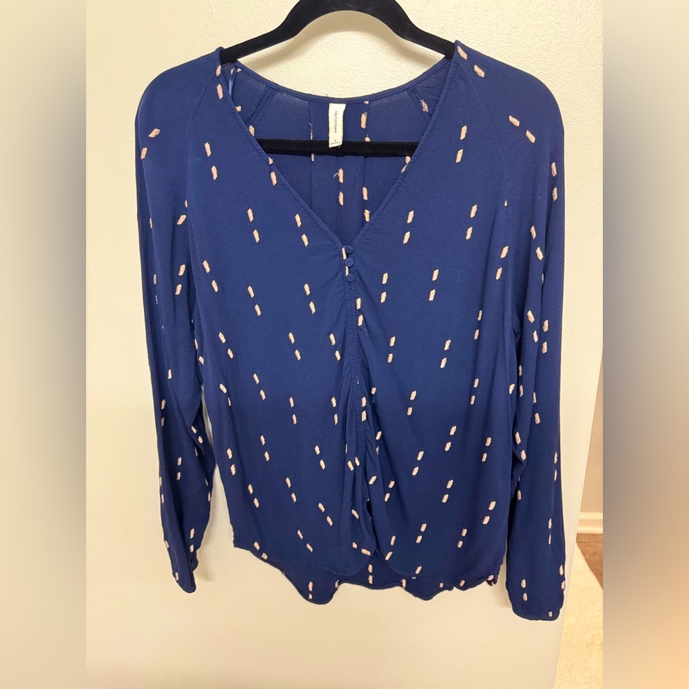 Gentle Fawn Navy Blouse with Tan Accents